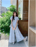 Acme 2-Piece Blue Jacquard Cheongsam Top