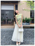 Tigereye 2-Piece Print Frog-Button Cheongsam Set