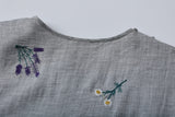 Aster Gray Textured Embroidery Cheongsam Dress