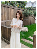 Aquamarine 2-Piece Embroidered Top Cheongsam Set