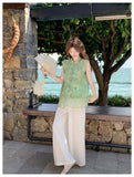 Eva 2-Piece Jacquard Top and Pants Set Cheongsam