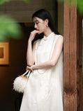 Coral Off-White A-Line Cheongsam Dress