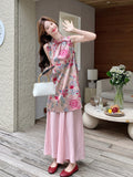 Ruby 2-Piece Floral Print Vest Set Cheongsam