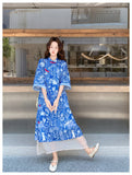 Lorelei Blue Floral Print Cheongsam Dress