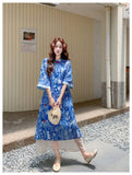 Lorelei Blue Floral Print Cheongsam Dress