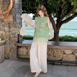 Eva 2-Piece Jacquard Top and Pants Set Cheongsam