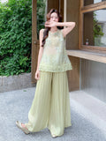 Bianca 2-Piece Embroidered Top and Pants Cheongsam