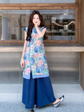 Yvonne 2-Piece Floral Sleeveless Cheongsam Set