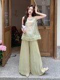 Bianca 2-Piece Embroidered Top and Pants Cheongsam