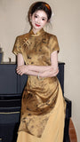 Vesper Plangent Modern Golden Yellow Cheongsam Qipao Dress