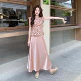 Orchid 2-Piece Floral Satin Cheongsam Set