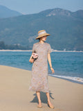 Sky Woven Gray Embroidered Cheongsam Dress