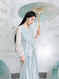 Luciana Glass Blue Floral Cheongsam Vest