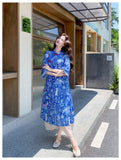 Lorelei Blue Floral Print Cheongsam Dress