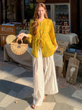 Serenity Yellow Butterfly Print Cheongsam Top