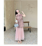 Zorina 2-Piece Pink Printed Cheongsam Set