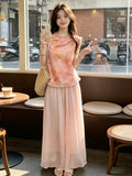 Cora 2-Piece Pink Floral Cheongsam Set