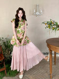 Ensemble 2-Piece Printed Sleeveless Cheongsam Set