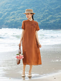 Nora Light Yellow Striped Cheongsam Dress