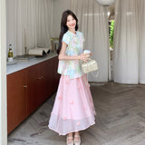 Vega 2-Piece Printed Cheongsam Top