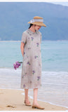 Heloise Immaculate Mandarin Collar Floral Ramie Cheongsam Qipao Dress