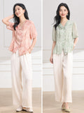 Betelgeuse 2-Piece Green Pink Wide-Leg Cheongsam Set