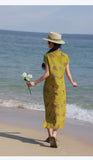 Priscilla Jeweled Frog Buttons Gourd Print Cheongsam Qipao Dress