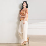 Vesper 2-Piece Green Yellow Pattern Cheongsam Set