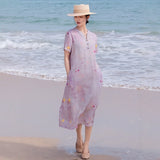 Zorina Pristine Floral V Neck Cheongsam Qipao Dress