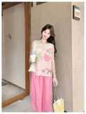 Genevieve 2-Piece Pink Print Cheongsam Set