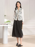 Calliope Gray Black Jacquard Cheongsam Top