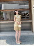 Arcturus 2-Piece Oil Painting Sleeveless Top Cheongsam