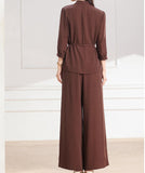 Onyx 2-Piece High Gray Wide-Leg Cheongsam Set