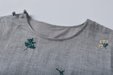 Aster Gray Textured Embroidery Cheongsam Dress