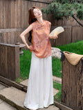 Freesia 2-Piece Orange Frog Button Cheongsam Top