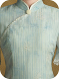 Allegro Glamorous Light Blue Embroidered Cheongsam Dress Qipao