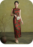 Sunset Sonorous Exquisite Silk Cheongsam Dress Rose Qipao