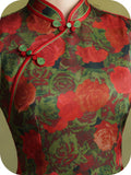 Sunset Sonorous Exquisite Silk Cheongsam Dress Rose Qipao