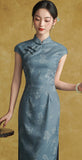 Twilight Charismatic Jade Blue Cheongsam Dress Slim Fit Qipao