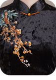 Starlight Jubilant Black Velvet Cheongsam Dress Embroidered Qipao