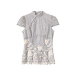 Linda Satin Glow Embroidery Qipao Cheongsam Two Piece