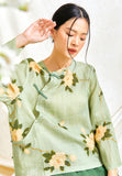 Diagonal Print Ramie Cheongsam Top