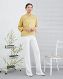 Yellow Dragon Print Cheongsam Top