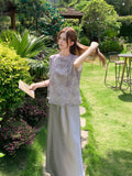 Lillian 2-Piece Lilac Embroidered Satin Cheongsam