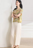 Vesper 2-Piece Green Yellow Pattern Cheongsam Set