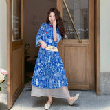 Lorelei Blue Floral Print Cheongsam Dress