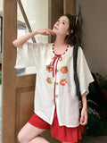 Faye 2-Piece Embroidered Top and Shorts Set Cheongsam
