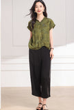 Hortensia 2-Piece Yellow Green Pattern Cheongsam Set