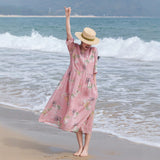 Elara Celestial Irregular Hem Floral Ramie Cheongsam Qipao Dress