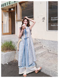 Carnation Charismatic Light Blue Lace Blouse Set Layered Qipao Set